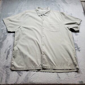 Tommy Bahama Short Sleeve Button Up Solid Gray Shirt 1 Pocket Men Sz 2XL